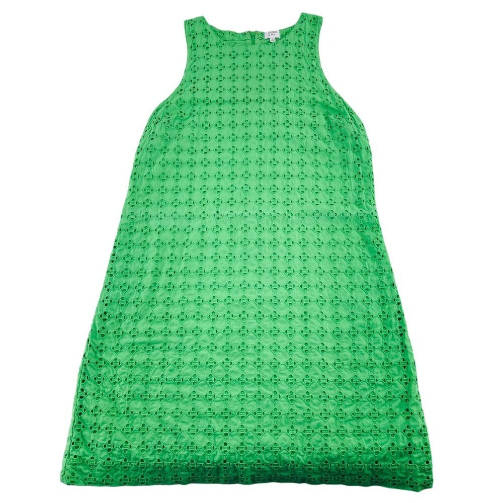 Crown & Ivy Green Eyelet Sleeveless‎ Shift Dress Size 6